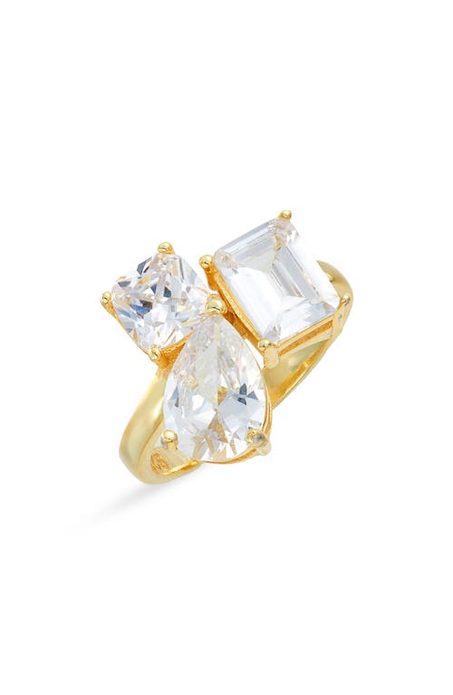 Cubic Zirconia Cocktail Ring in Gold/White