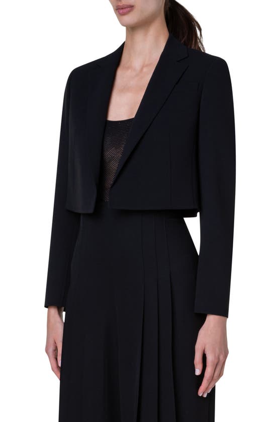 Shop Akris Gian Open Front Double Face Crop Jacket In Black