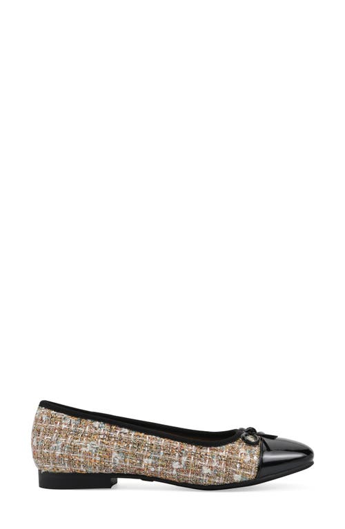 Cliffs By White Mountain Bocci Cap Toe Flat In Beige Boucle Fabric Multi