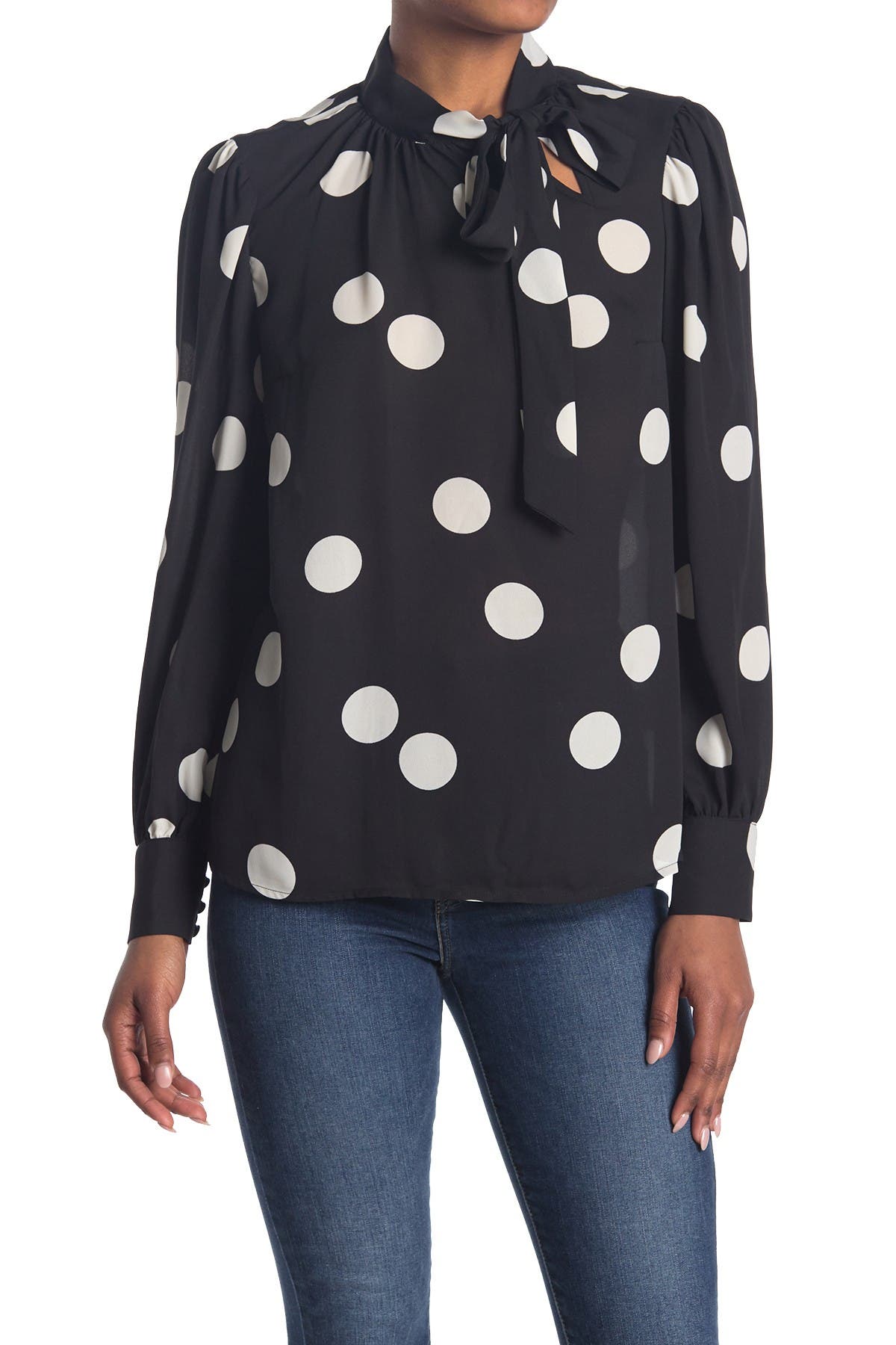 gray polka dot blouse