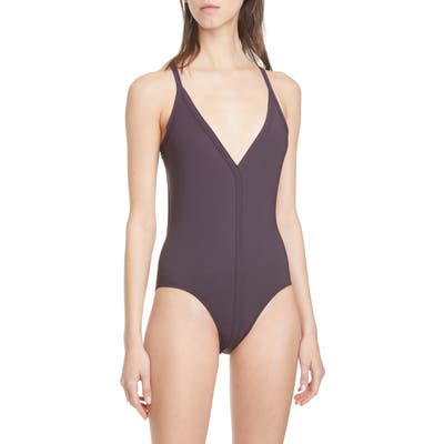 Rick Owens Cross Back One-Piece Swimsuit, US / 42 IT - Burgundy