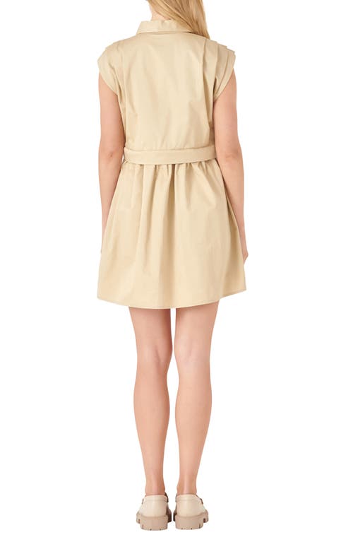 Shop English Factory Pleated Shoulder Shirtdress In Tan