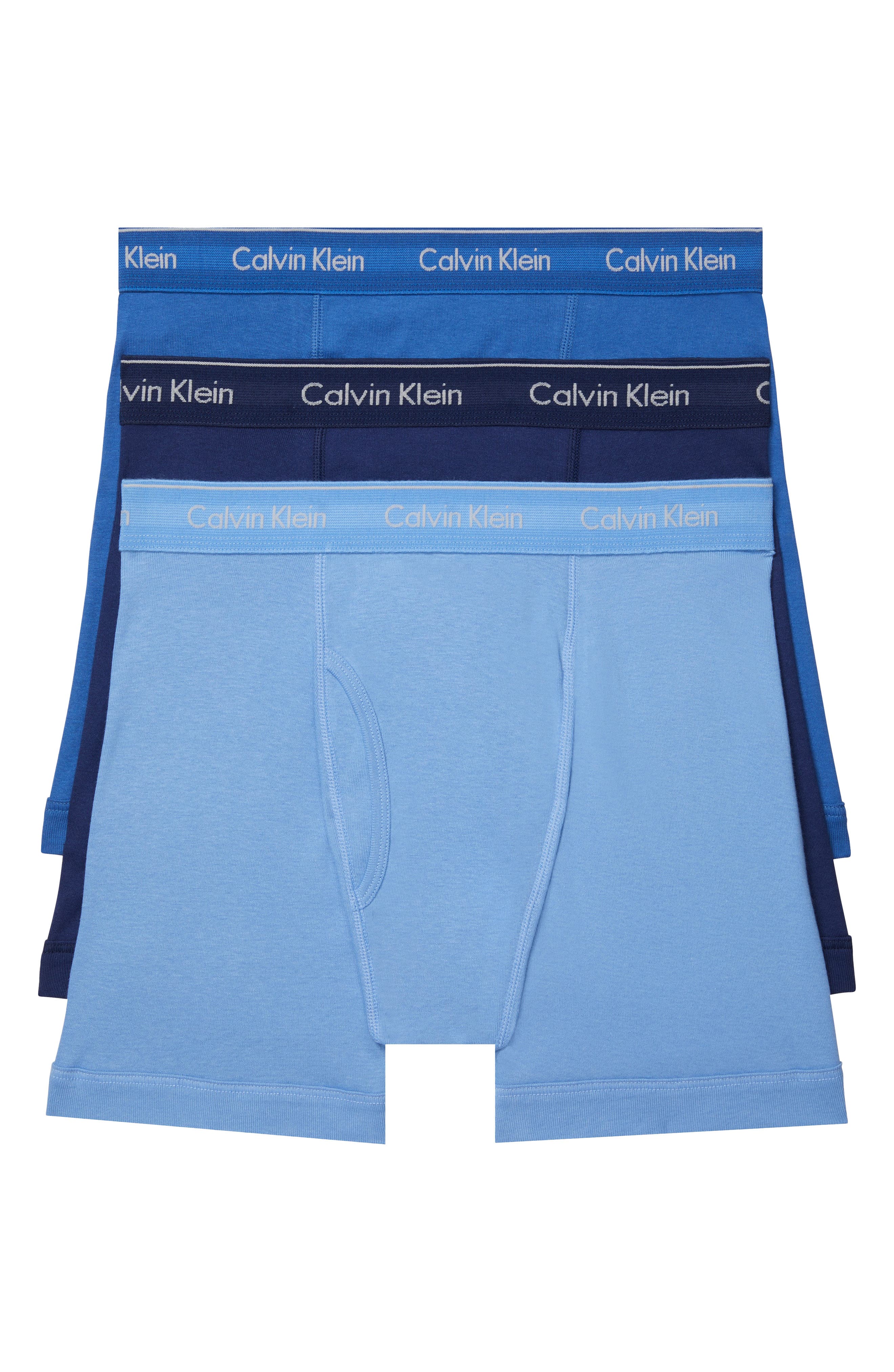 Calvin Klein Cotton 3 Pack Trunks in Blue for Men Mens Clothing Underwear Boxers 