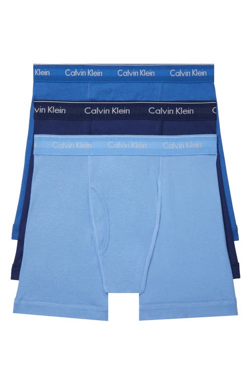 Calvin Klein Classics 3-pack Cotton Boxer Briefs In Blue Bay/minnow/medieval