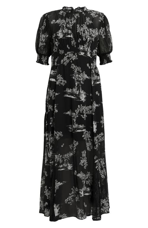 Shop Allsaints Laverna Floral Print Midi Dress In Maria Black