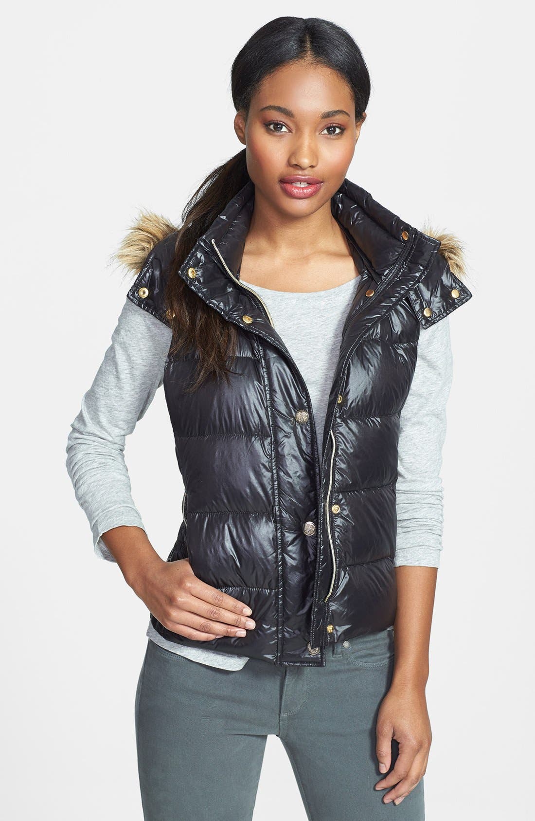 Vince Camuto Faux Fur Trim Hooded Down Vest Nordstrom