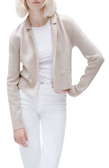 Rag & Bone Joy Cropped Wool-blend Blazer In Ivory