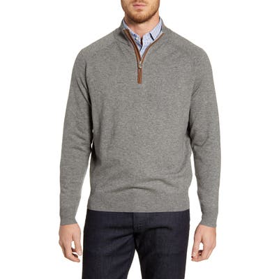 Peter Millar Sonoma Quarter Zip Merino Wool Blend Pullover, Grey