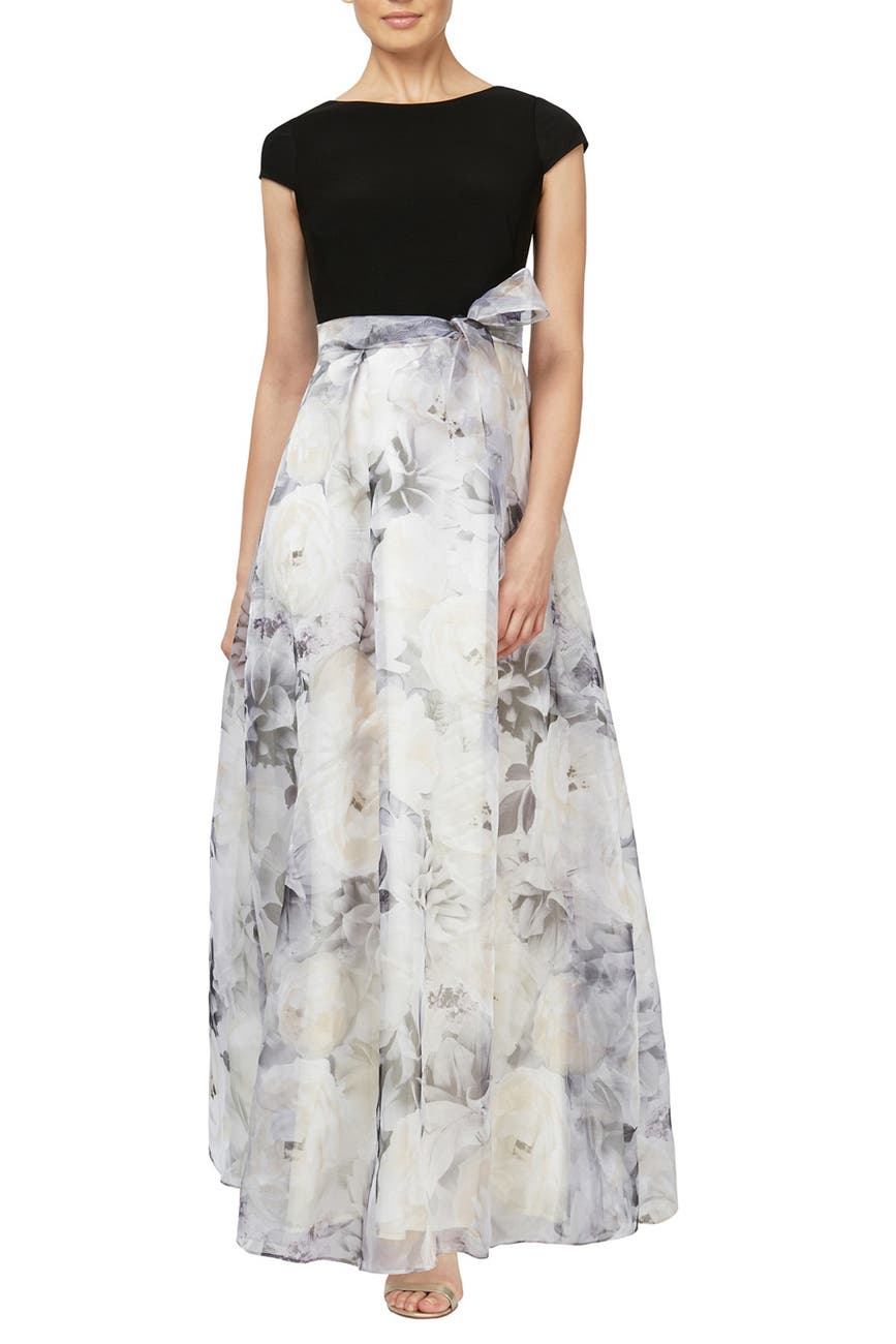 SLNY | Floral Cap Sleeve Colorblock Maxi Dress | Nordstrom Rack
