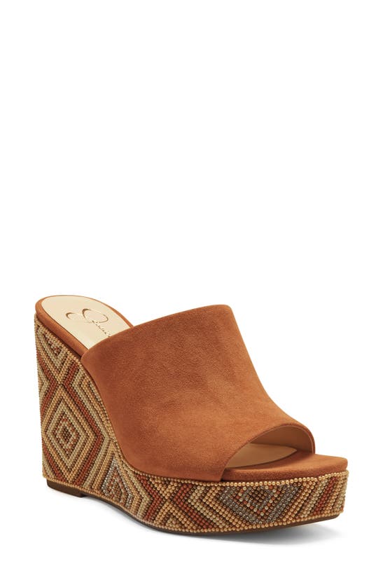 Jessica Simpson Shantelle Wedge Slide Sandal In Ginger Cookie