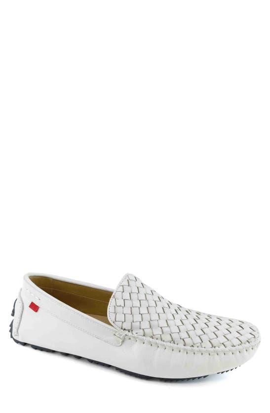 Shop Marc Joseph New York Spring Street Woven Leather Driving Loafer In Ice Basket Napa