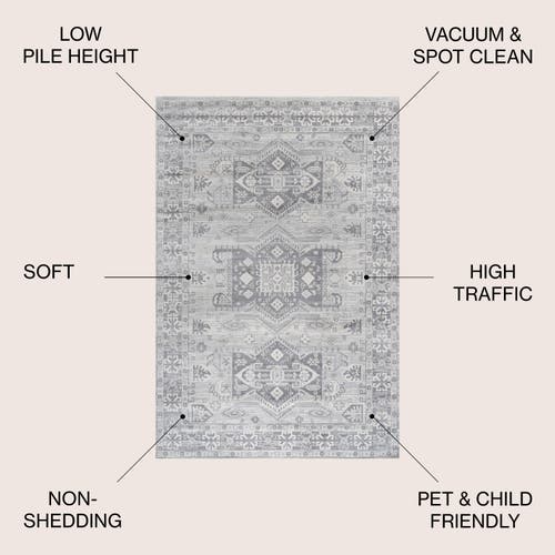 Jonathan Y Modern Persian Vintage Medallion Area Rug In Light Grey