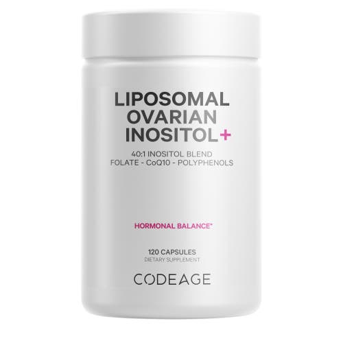 Codeage Liposomal Ovarian Inositol + Supplement, Folate & CoQ10 Phytosome, Hormonal Balance, 120 ct in White 