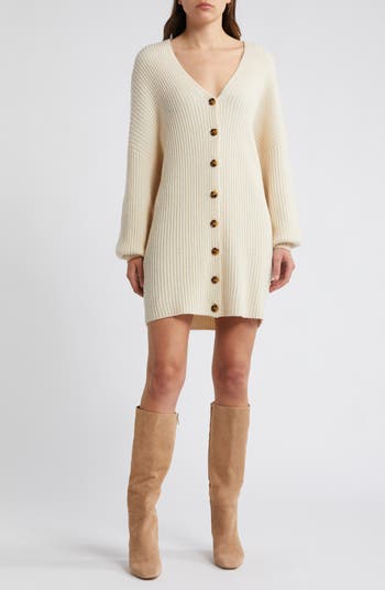 French Connection Babysoft Rib Button Front Long Sleeve Sweater Dress Nordstrom