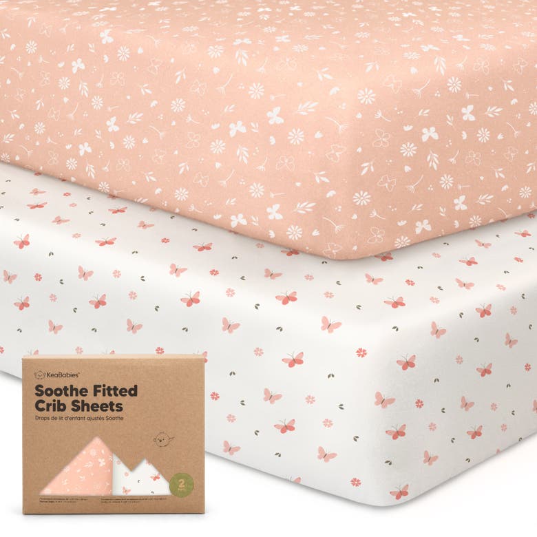 Keababies Soothe Fitted Crib Sheet In Butterflies