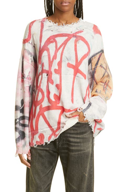 BOSS - Cotton sweater with tie-dye print