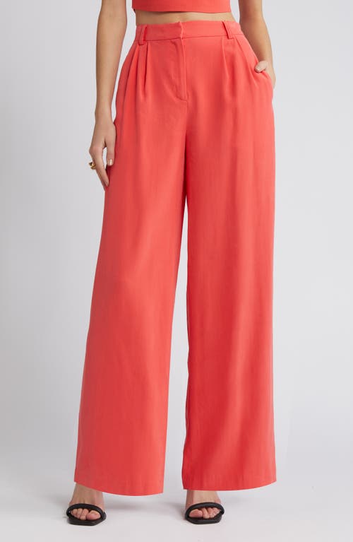 High Waist Wide Leg Trousers in Red Cayenne