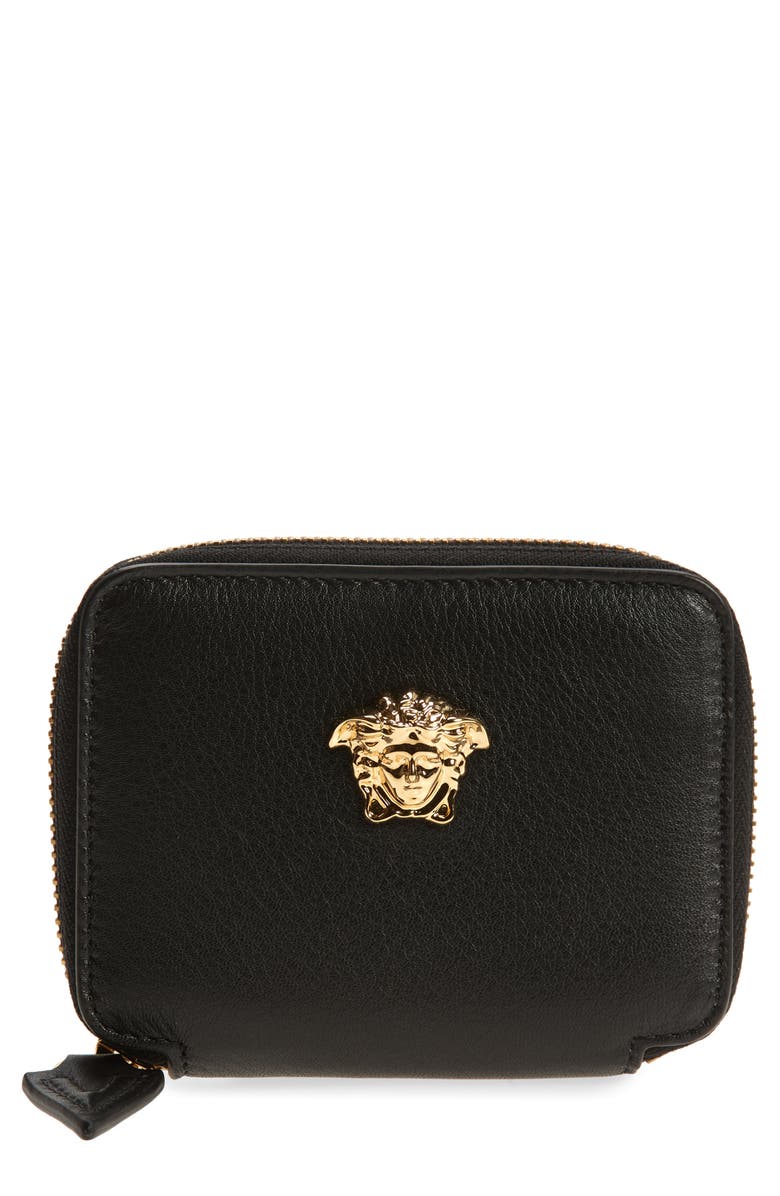 Versace La Medusa Zip Around Leather Card Wallet | Nordstrom