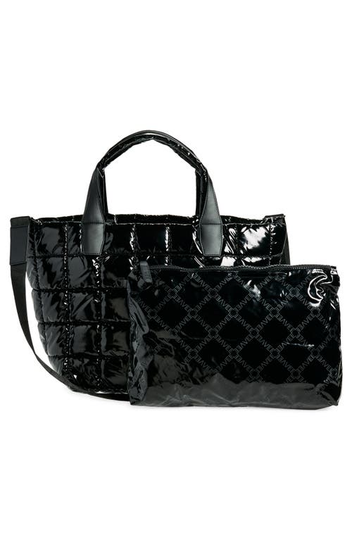 Veecollective Medium Porter Water Repellent Quilted Recycled Nylon Tote In Black Vinyl