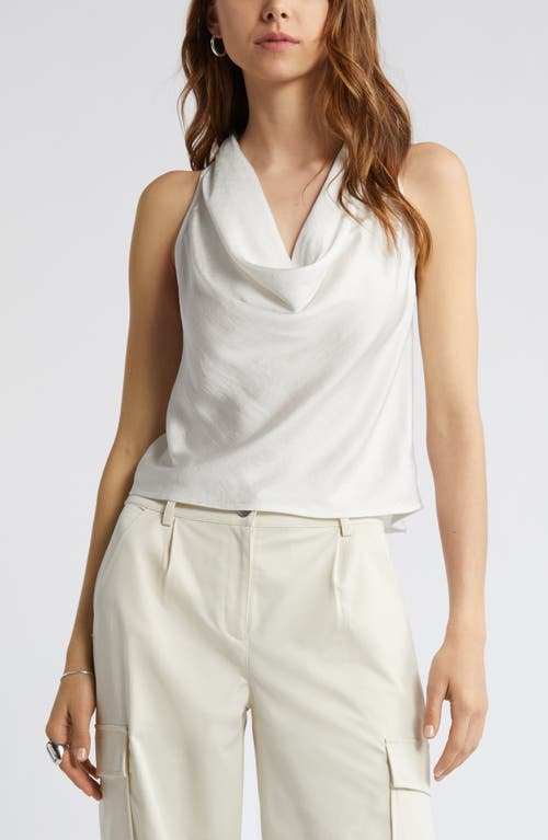 Cowl Neck Satin Tank in Ivory Cloud