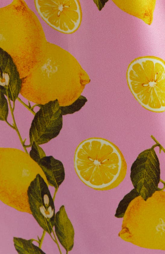 Shop L Agence Dani Lemon Print Silk Blouse In Cotton Candy Multi Lemon