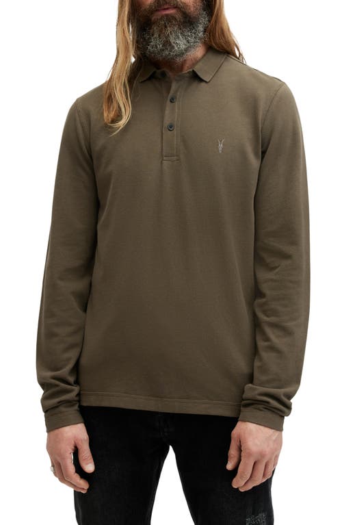 AllSaints Reform Long Sleeve Polo Green at Nordstrom,