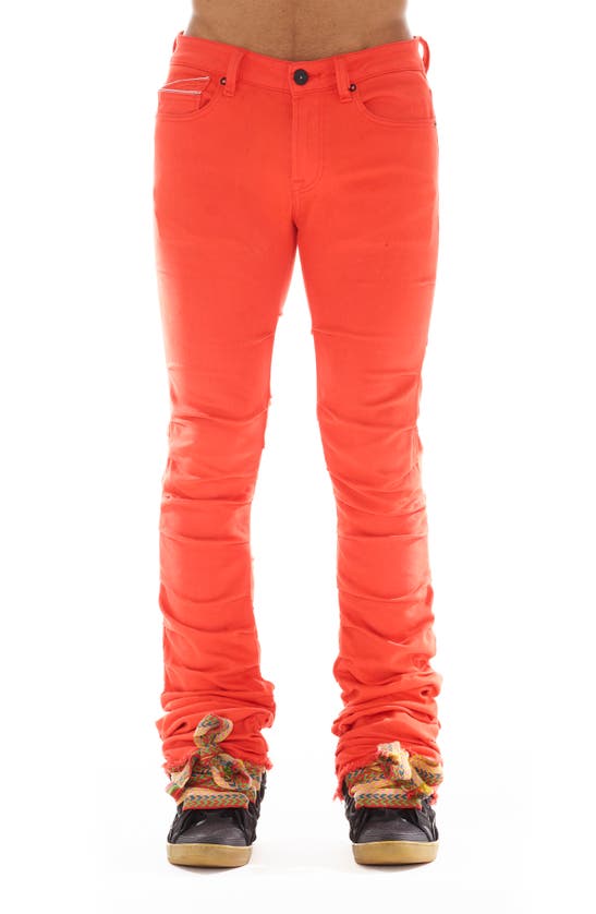 Shop Cult Of Individuality Hipster Nomad Stacked Bootcut Jeans In Coral