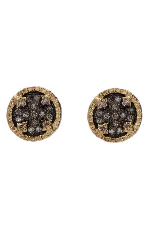 Armenta Old World Pavé Diamond Circle Stud Earrings in Gold