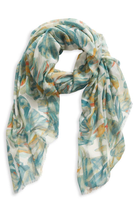 Shop Nordstrom Print Modal & Silk Scarf In Green Flutter Abstract