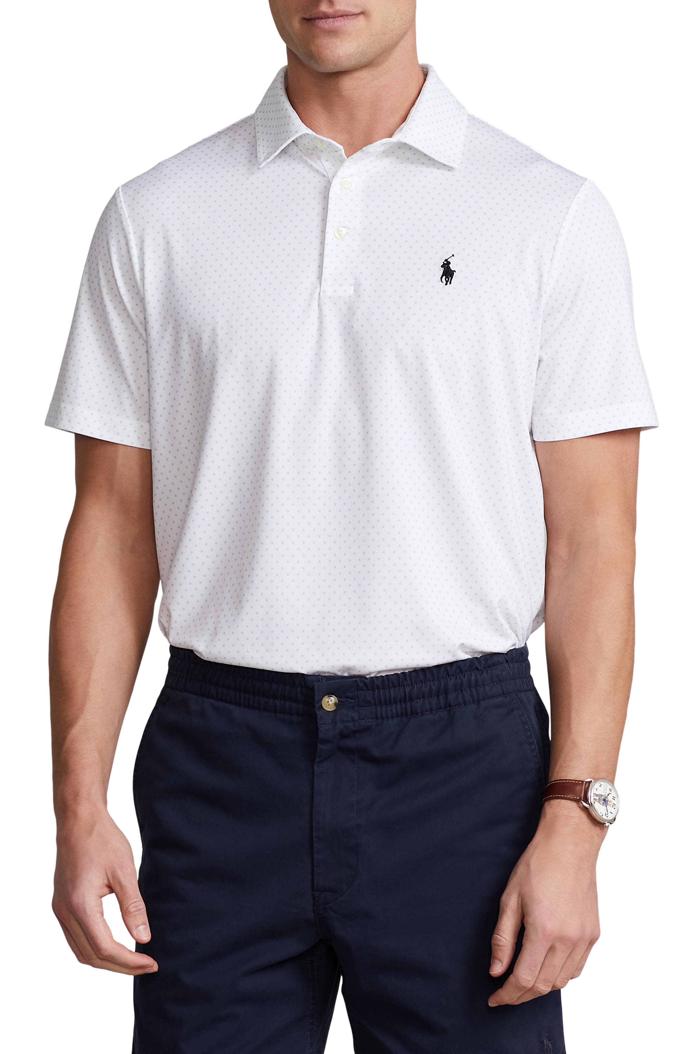 all white polo button down