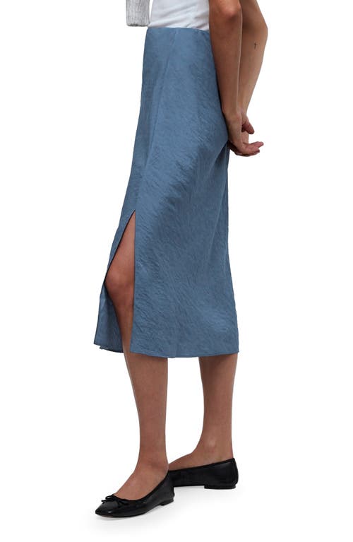 Madewell Crinkled Satin Slip Skirt In Curfew