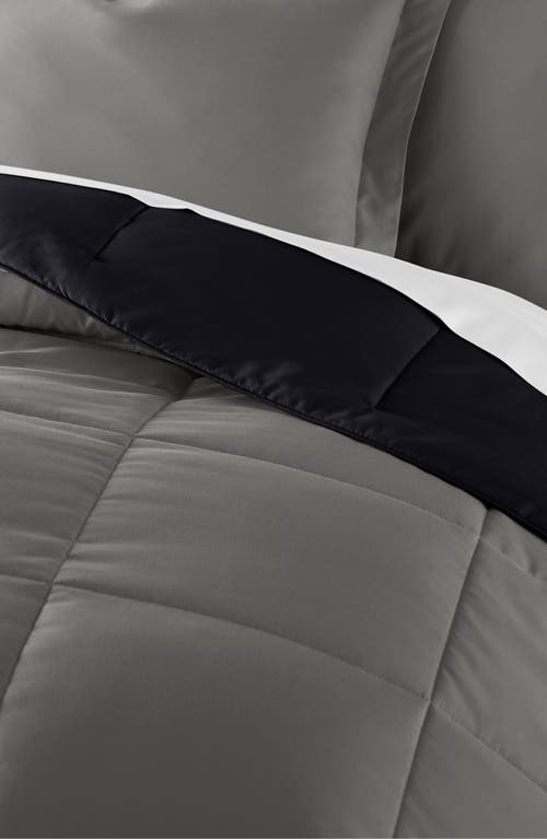 Shop Homespun Premium Down Alternative Reversible Comforter Set In Black/fog