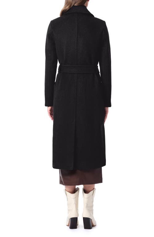 Bernardo Belted Wool Blend Longline Coat In Black