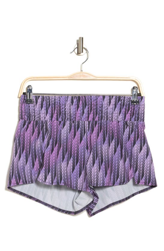 Z By Zella Interval Woven Run Shorts In Purple Bloom Geo Flare Print