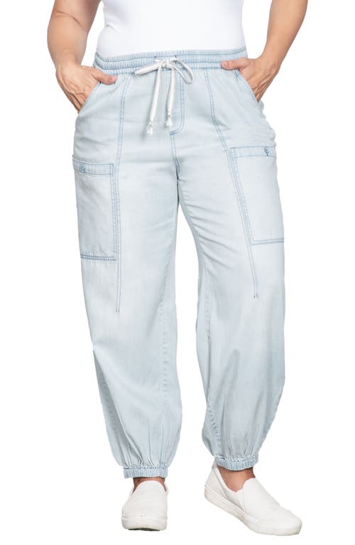 Standards & Practices Low Slung Denim Cargo Joggers in Light Hand Sand 