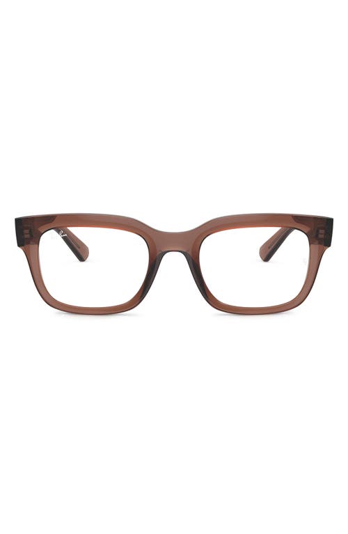 Ray-Ban Chad 52mm Rectangular Optical Glasses in Transparent Brown at Nordstrom