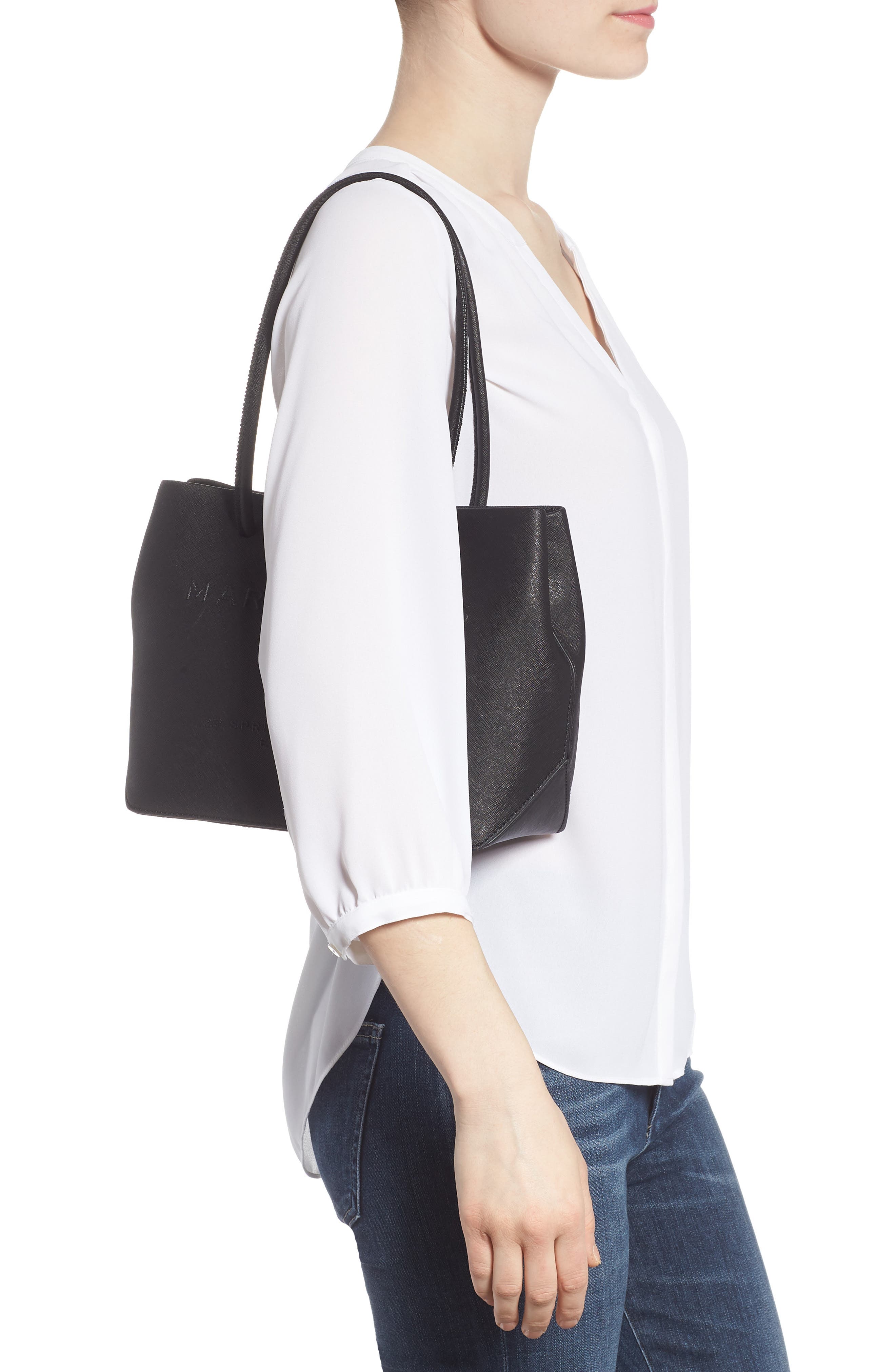 marc jacobs mini leather logo shopper tote
