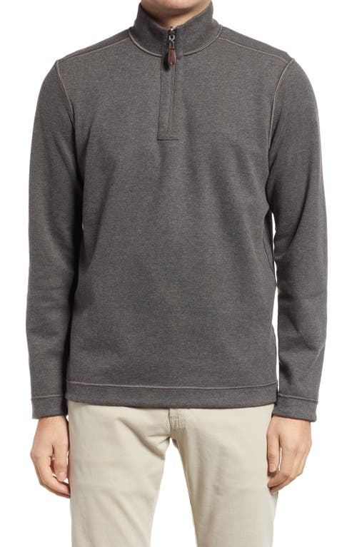 Johnston & Murphy Reversible Quarter Zip Pullover In Olive/charcoal