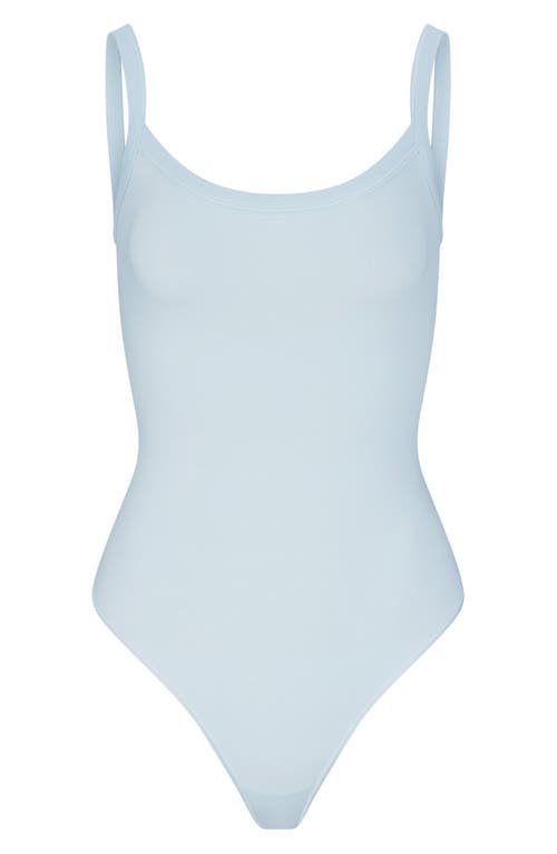 Shop Skims Stretch Cotton Jersey Bodysuit In Opal