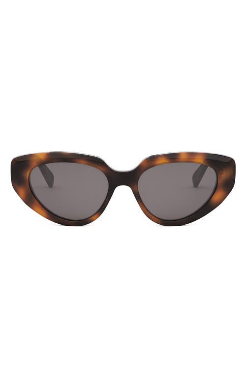 CELINE Bold 3 Dots 53mm Cat Eye Sunglasses in Blonde Havana /Smoke at Nordstrom