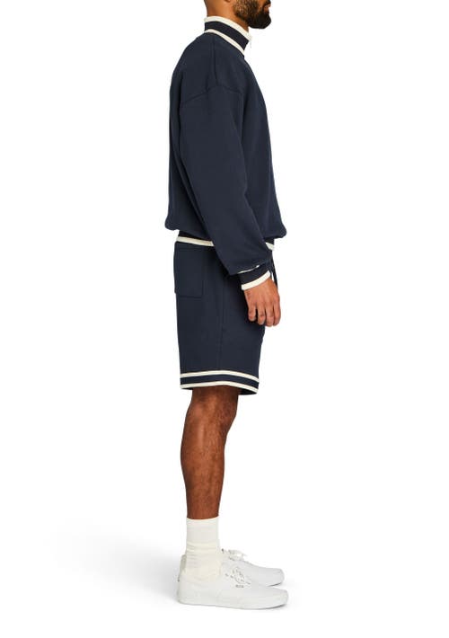 Shop Ser.o.ya Theodore Oversized 3/4 Zip Pullover In Navy/white