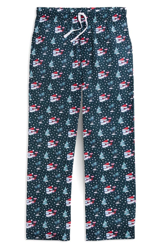 Vineyard Vines Kids' Festive Lounge Pants In Skis Trees Charleston Green