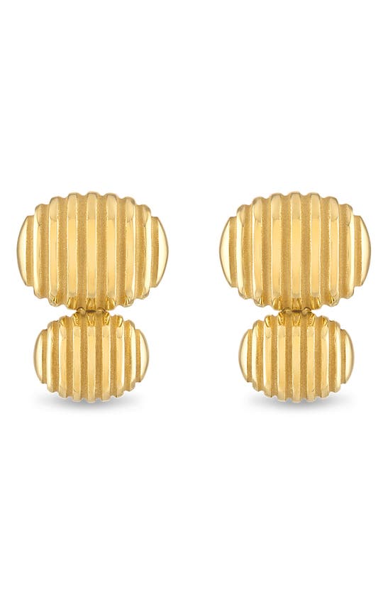 Pamela Zamore Isla Double Oval Stud Earrings In Gold