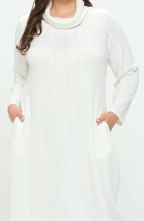 Shop L I V D Lana Cowl Neck Long Sleeve Maxi Sweater Dress In Ivory