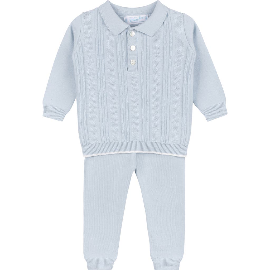 Feltman Brothers Vertical Rib Cotton Sweater & Pants Set In Powder Blue