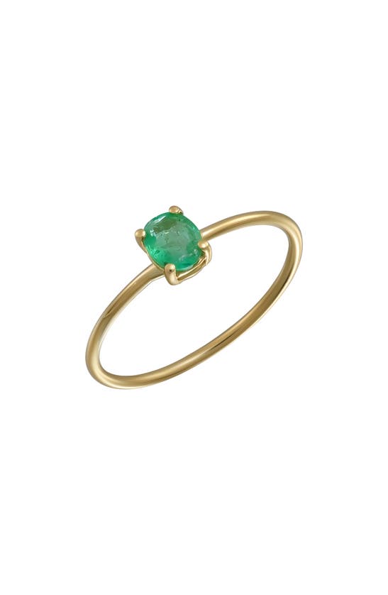 Bony Levy 18k Gold El Mar Solitaire Emerald Stackable Ring In 18k Yellow Gold