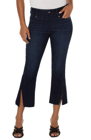 Liverpool Los Angeles Gia Glider Pull-on Twisted Seam Crop Flare Jeans In Blue