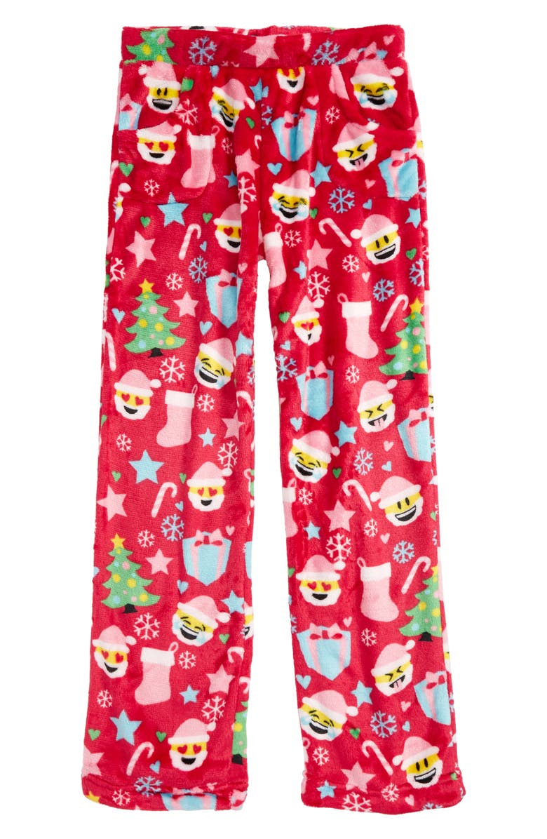 Candy Pink Christmas Emoji Print Pajama Pants (Little Girls & Big Girls ...