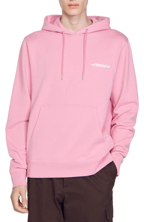 sandro Rubber Cotton Fleece Hoodie at Nordstrom,