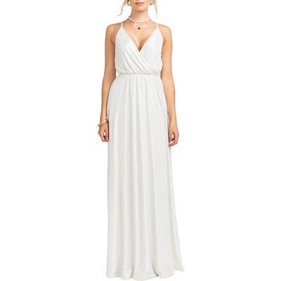 Show Me Your Mumu Dazzle Metallic Crossover Gown, Ivory